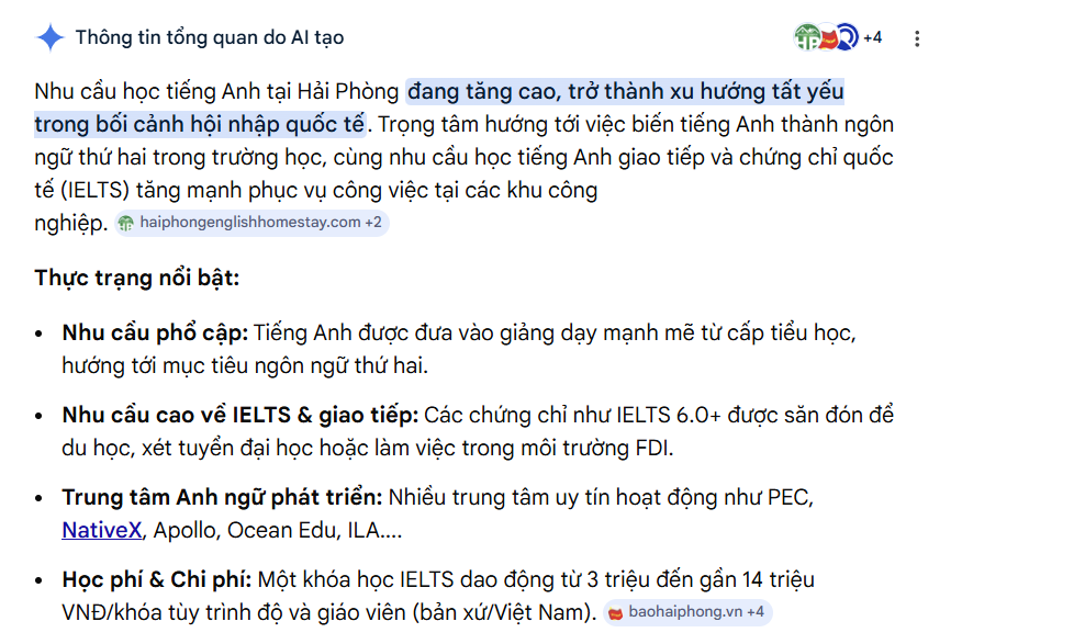 Thực trạng vấn đề học tiếng anh tại Hải Phòng