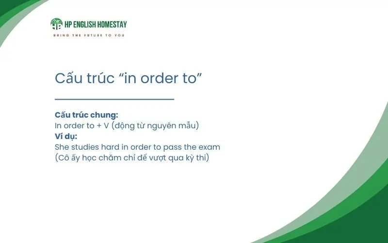 cấu trúc in order to